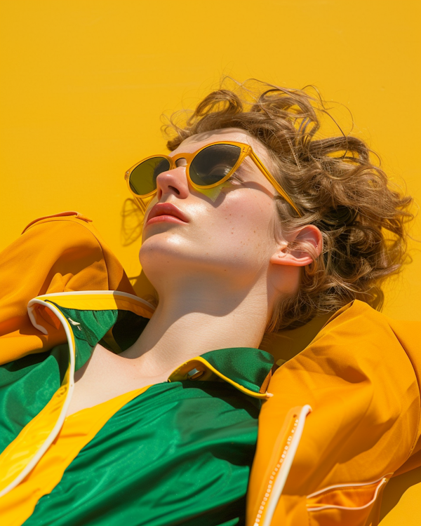 Daydreaming Woman in Colorful Summer Outfit