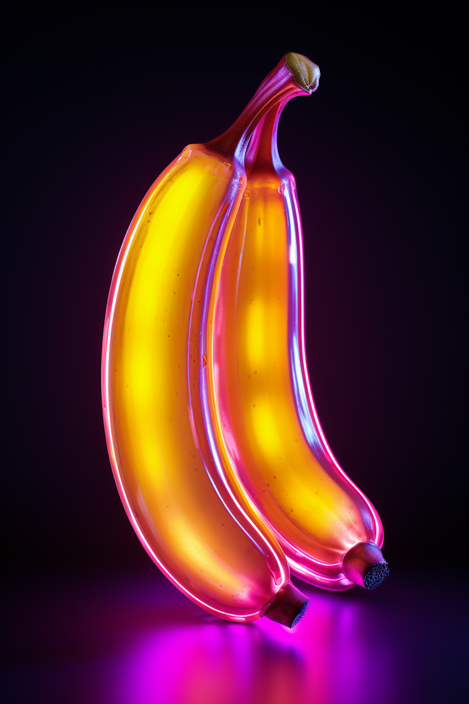 Luminous Glass Bananas in Neon Hues