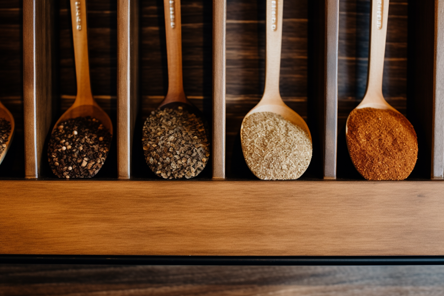 Rustic Wooden Spice Spoon Display