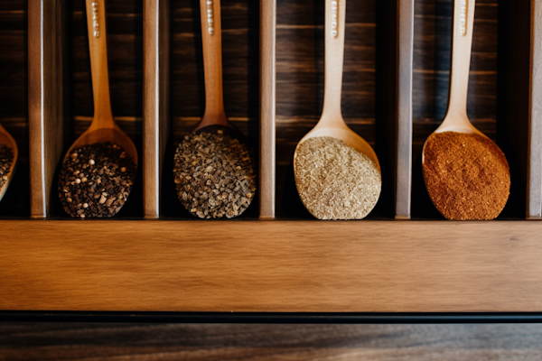 Rustic Wooden Spice Spoon Display