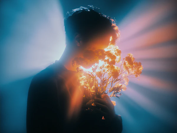 Silhouette with Flowers