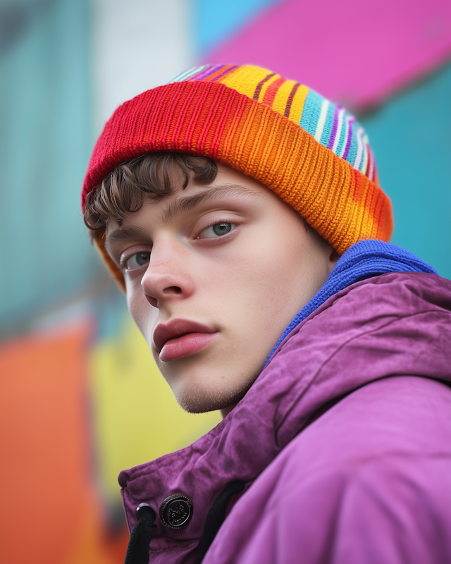 Vibrant Knit Beanie Portrait