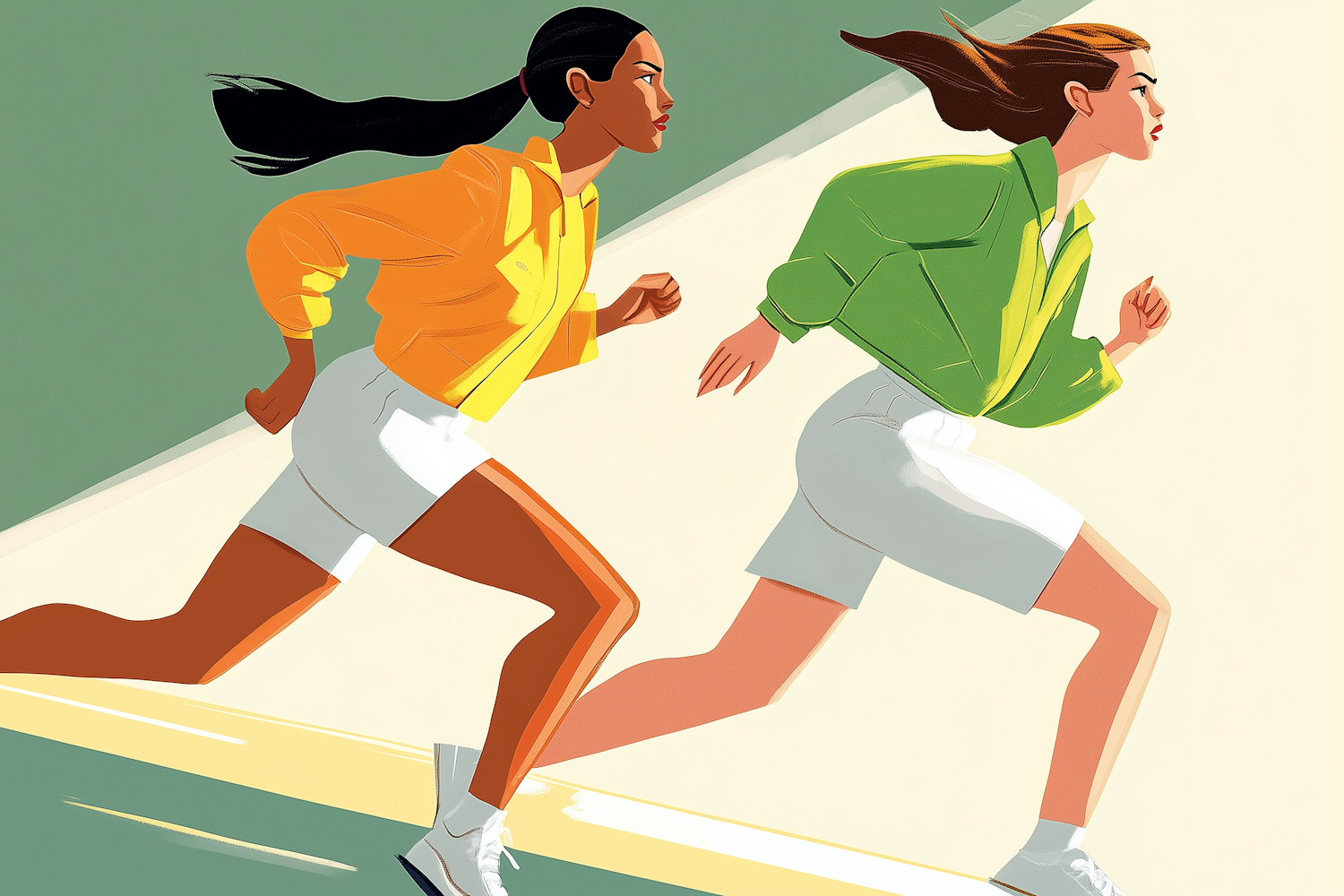 Dynamic Running Women Illustration