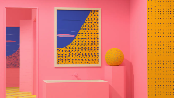 Surreal Pink Panorama with Yellow Accents