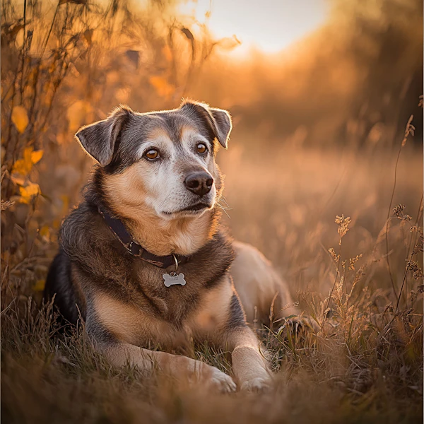 Dog in Golden Field