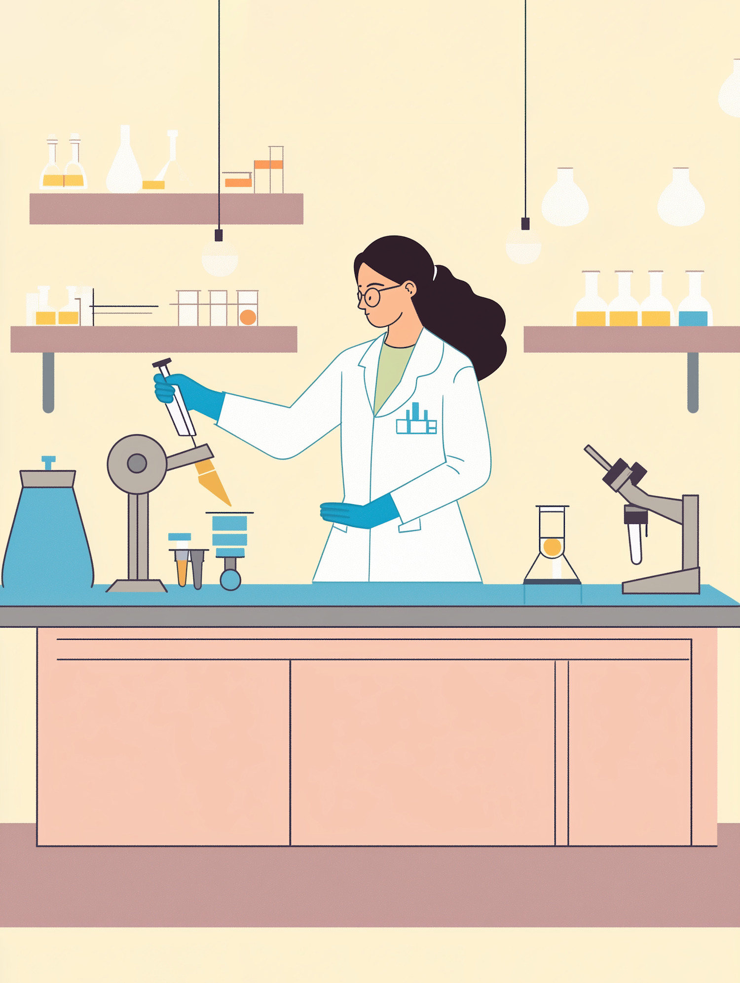 Female Scientist in Lab Illustration