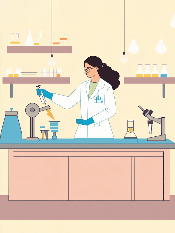 Female Scientist in Lab Illustration