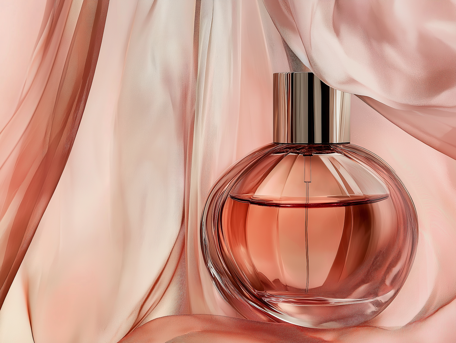 Luxurious Perfume Bottle on Pastel Fabric