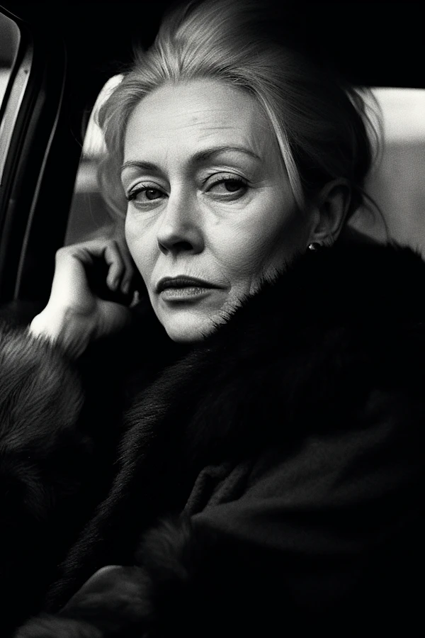 Portrait of an Older Woman in Black and White