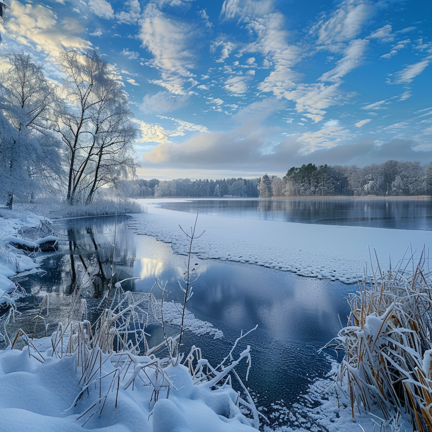 Serene Winter Lake Scene