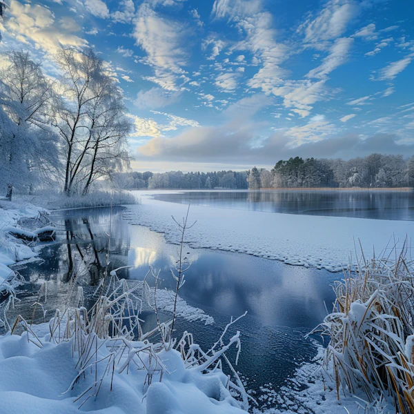 Serene Winter Lake Scene