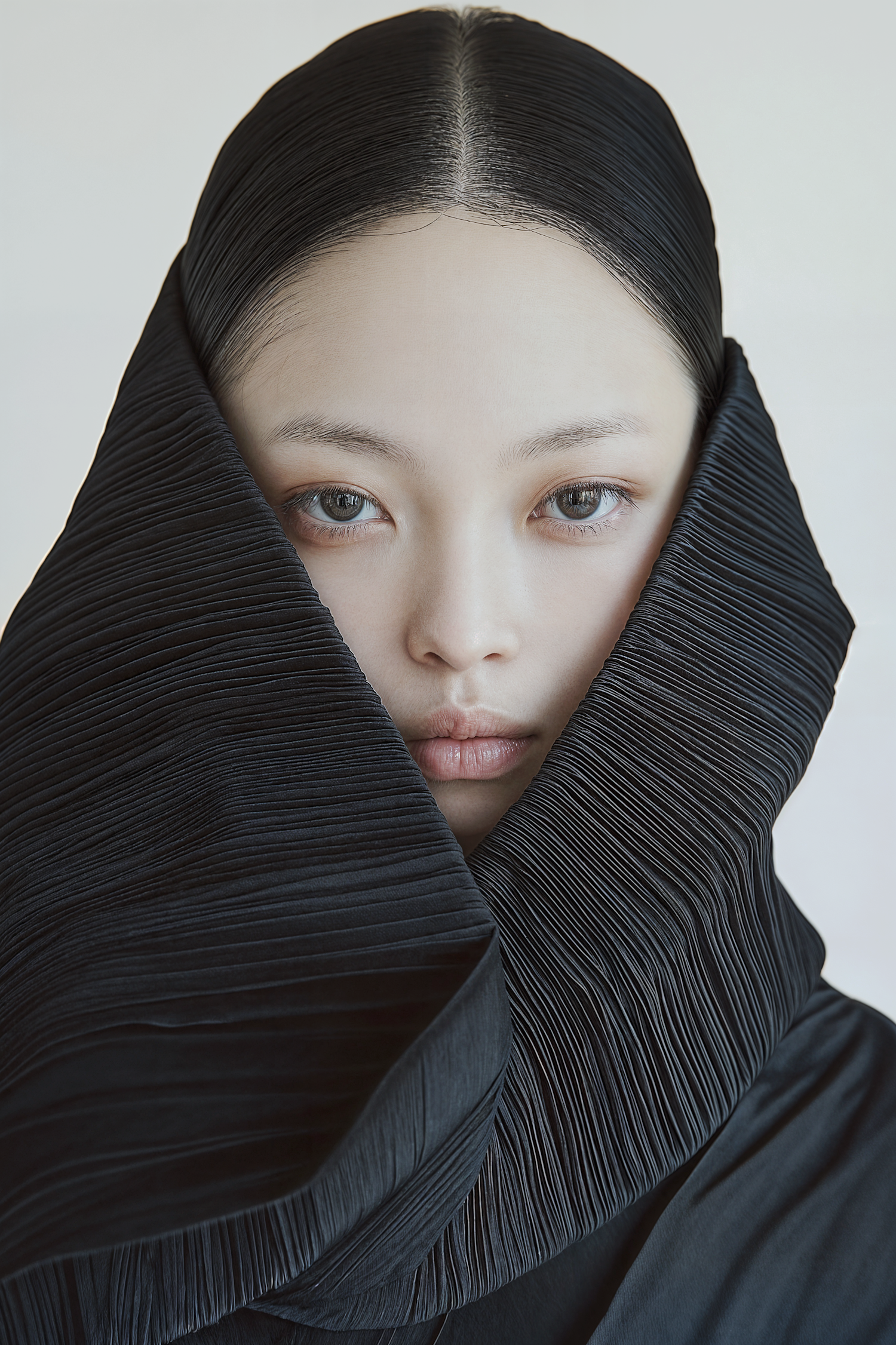 Serene Portrait in Black Fabric