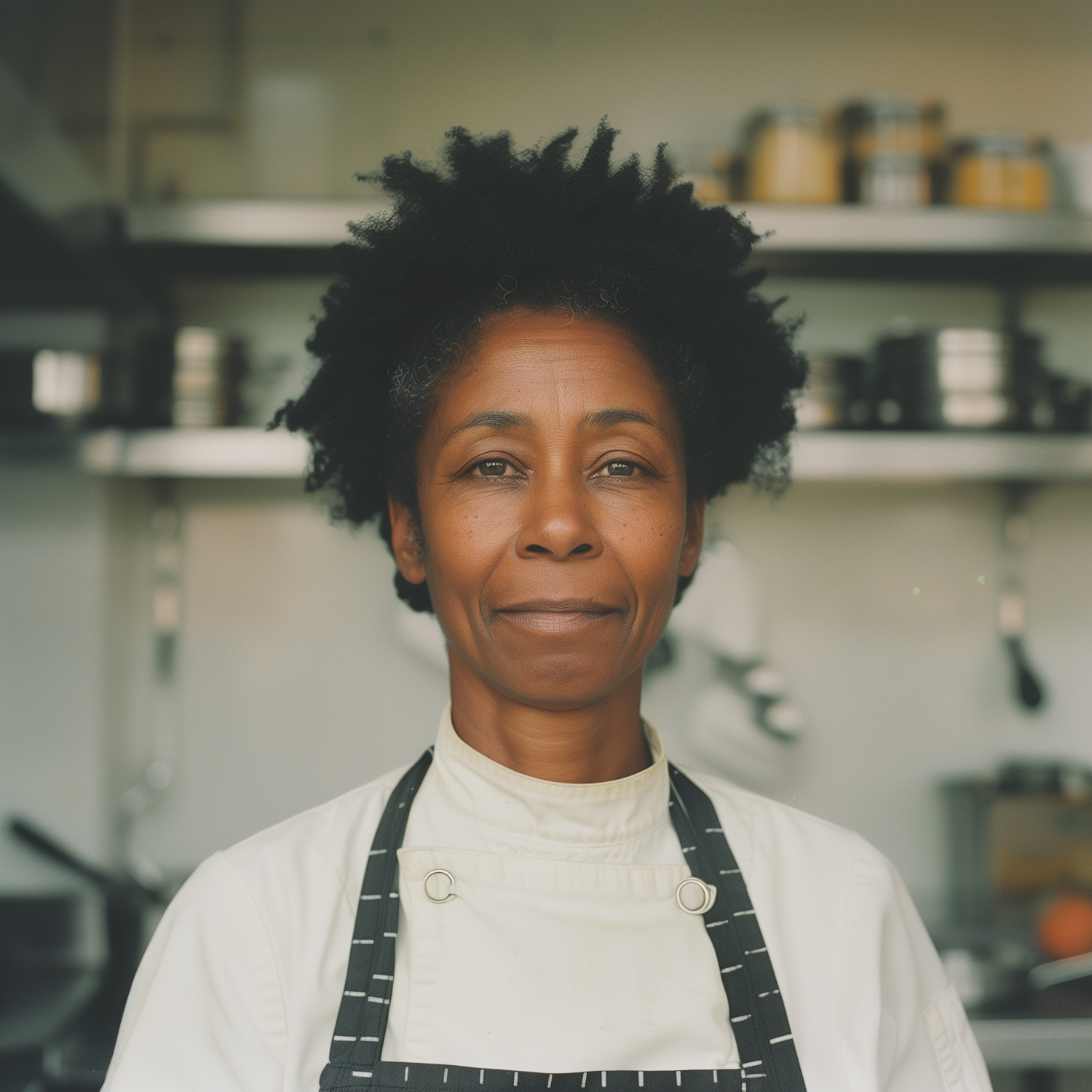 Confident Female Chef in Kitchen