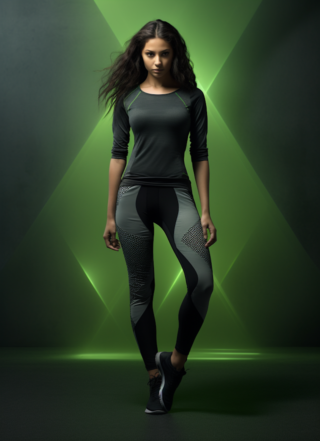 Dynamic Fitness Pose in Futuristic Ambience