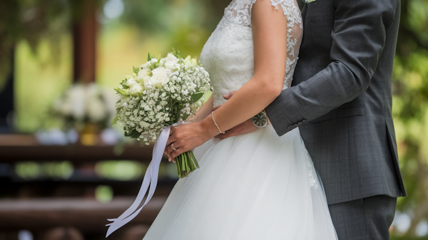 Bride and Groom's Tender Embrace