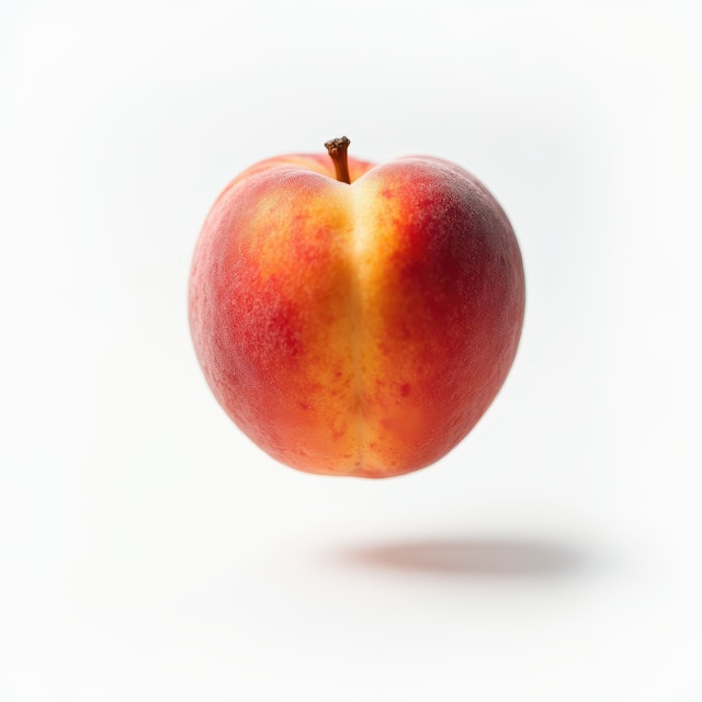 Ripe Peach on White Background