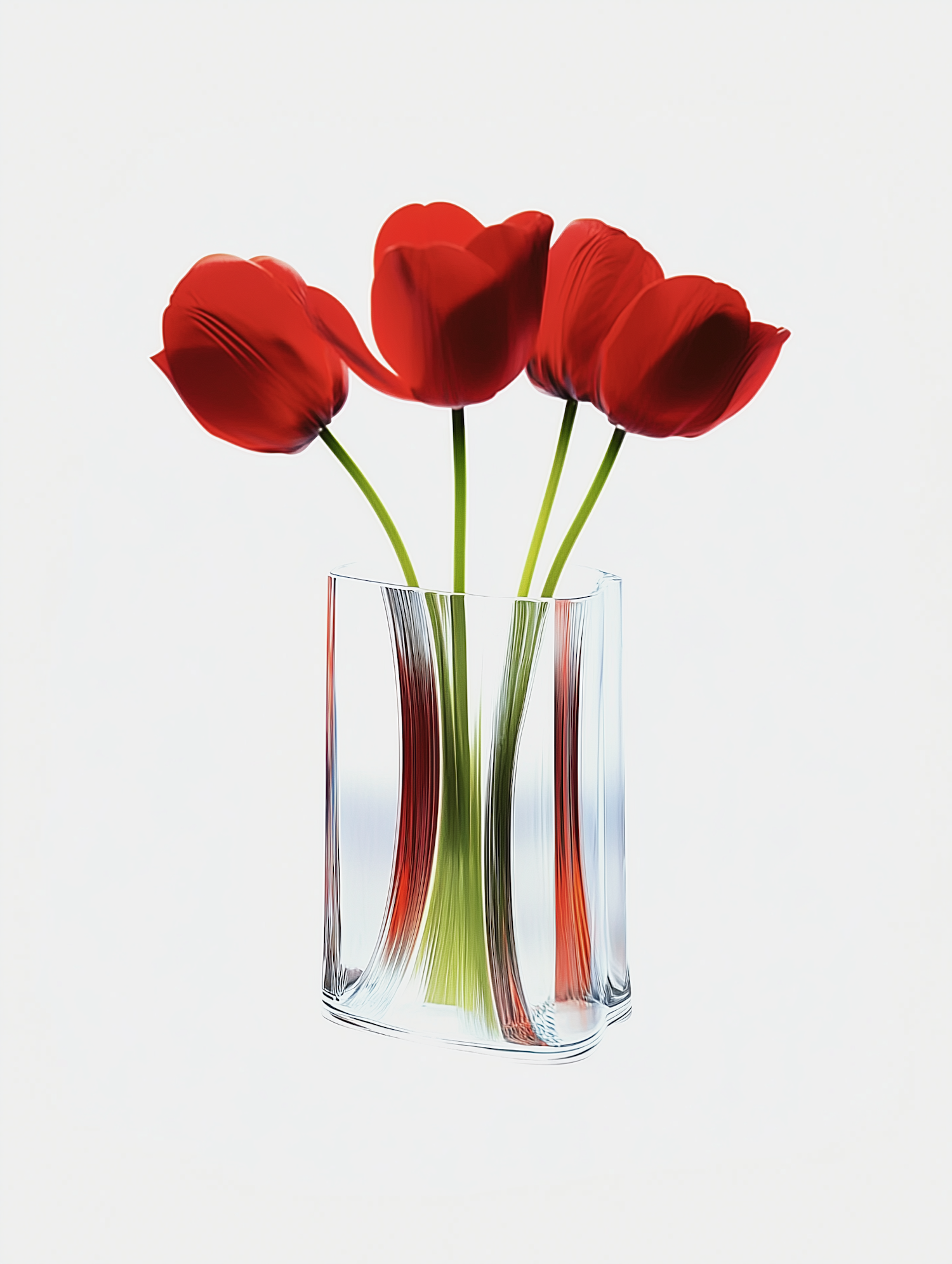 Vibrant Red Tulips in Modern Vase