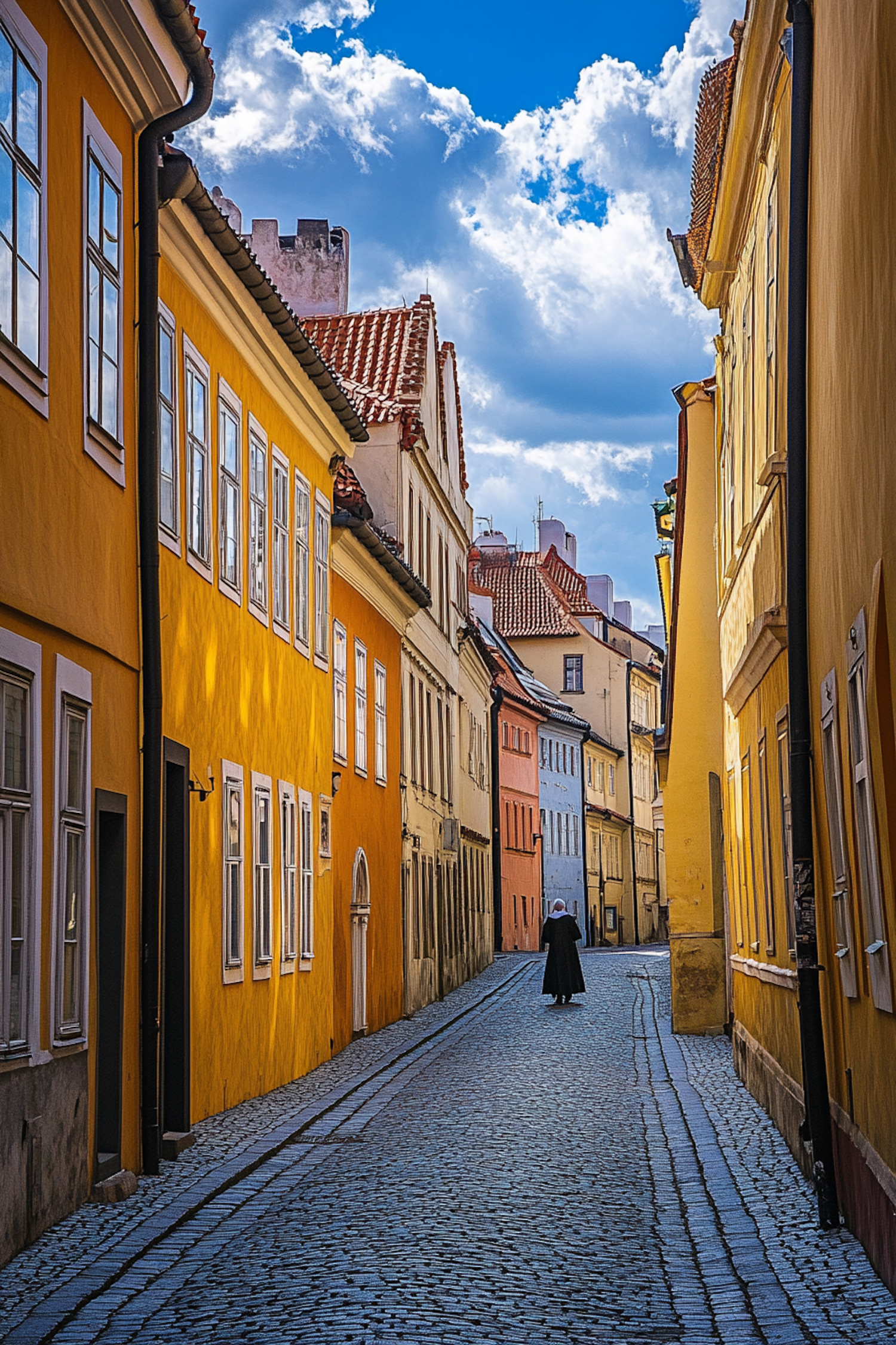 Colorful Alley with Lone Figure