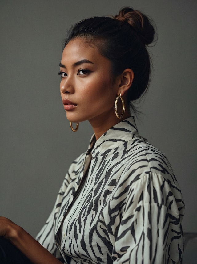 Stylish Woman in Zebra-Patterned Shirt