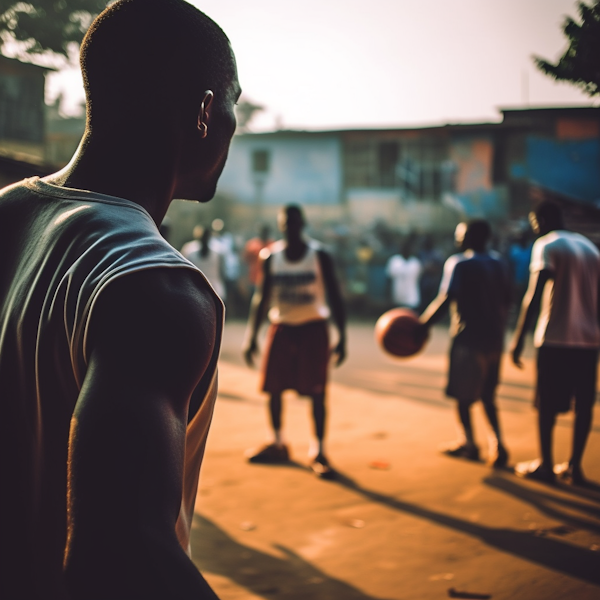 Late Afternoon Pickup Basketball Reflection