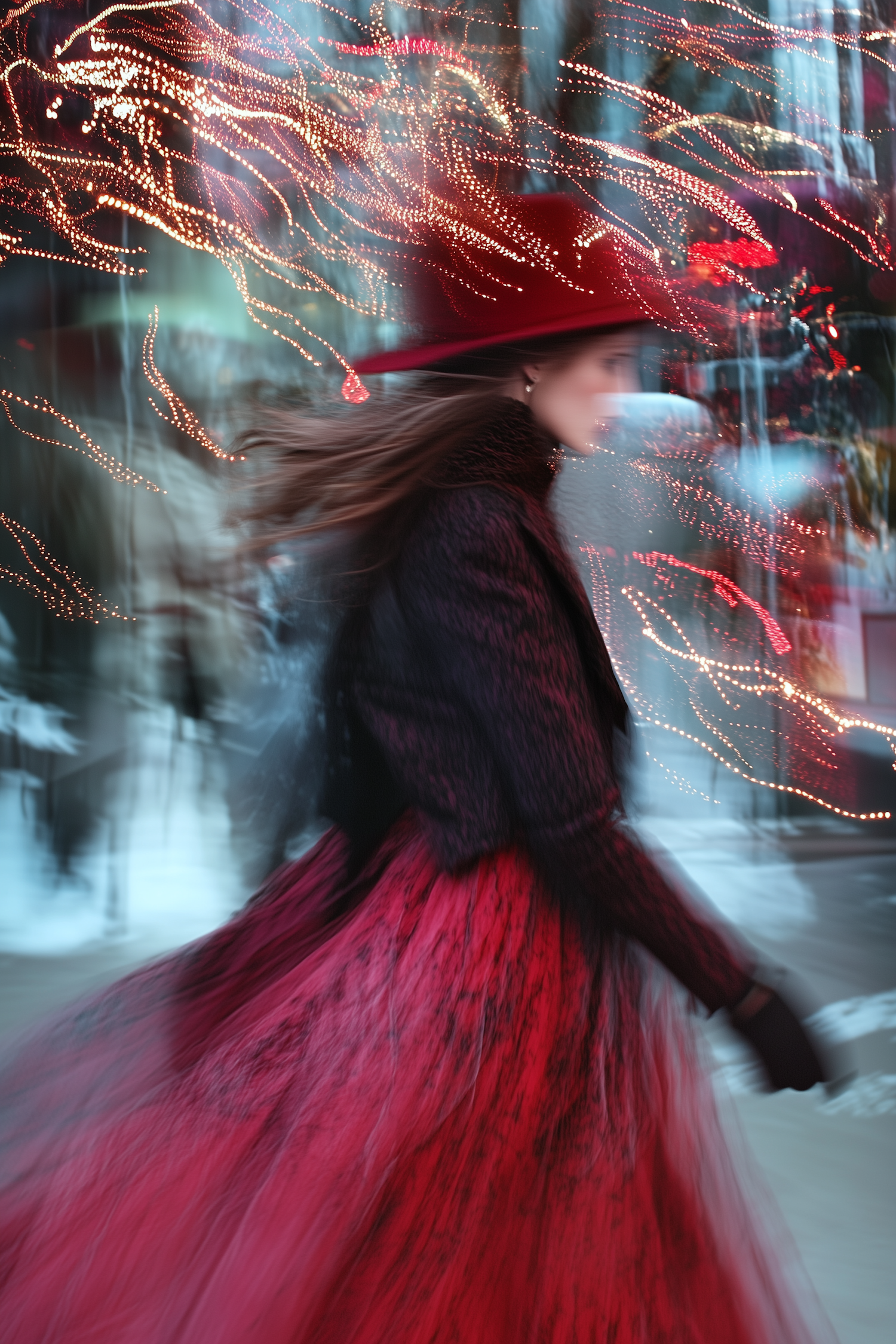 Dynamic Woman in Red