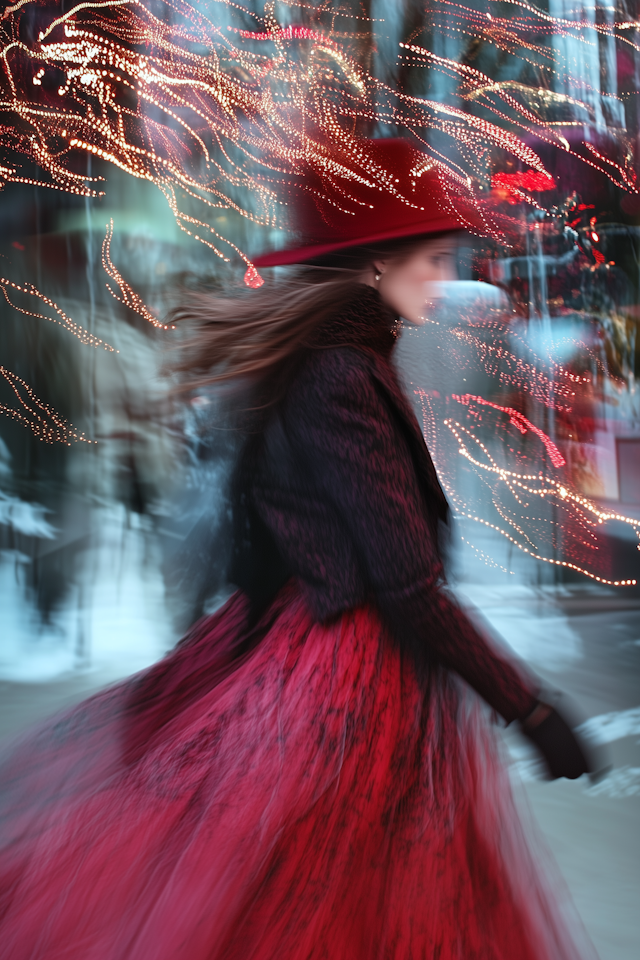 Dynamic Woman in Red