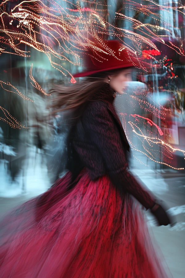 Dynamic Woman in Red