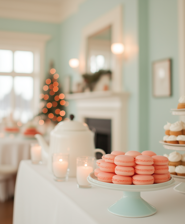 Festive Dessert Table with Macarons