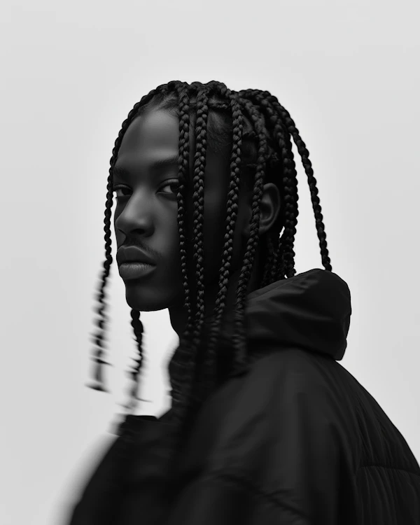 Dynamic Black-and-White Portrait