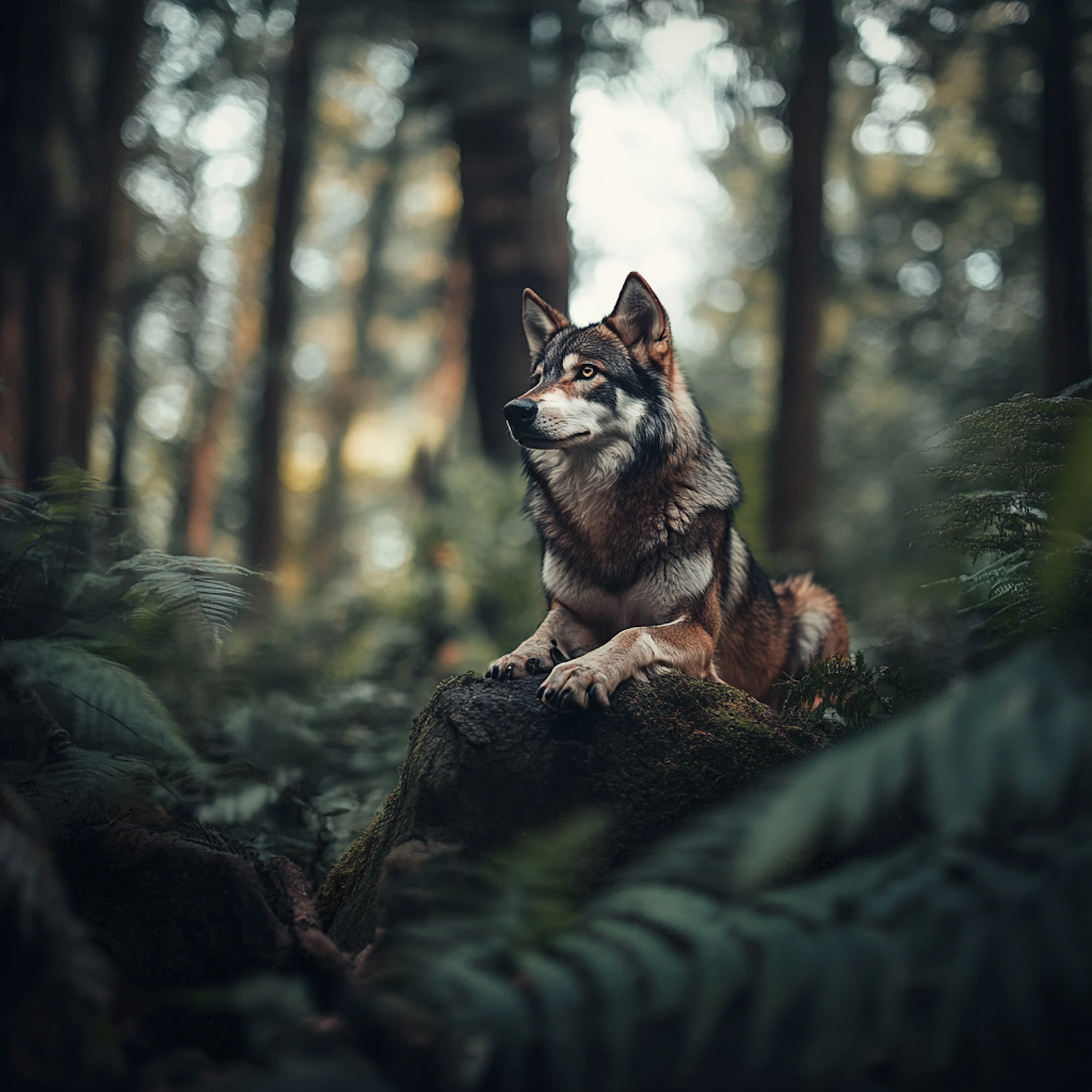 Majestic Wolf-like Dog in Forest