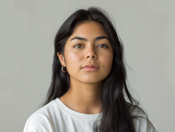 Portrait of a Young Woman with Neutral Expression