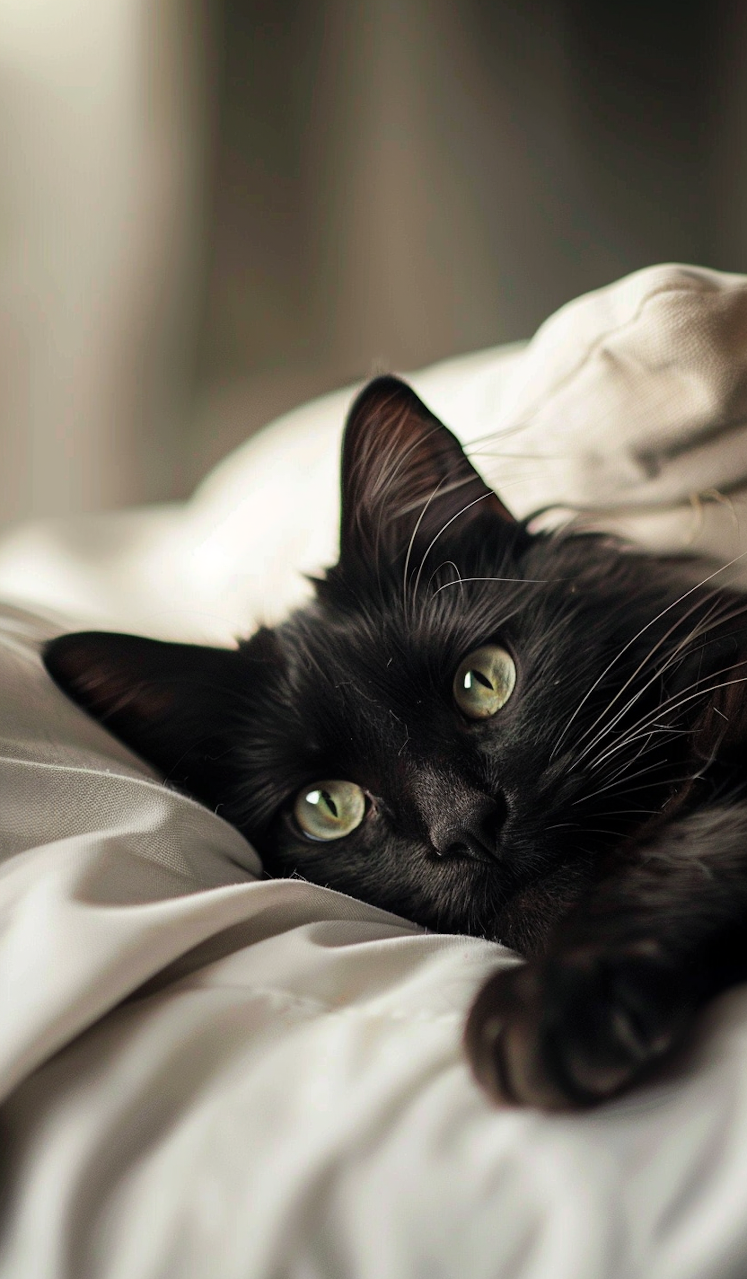 Serene Black Cat on Bed