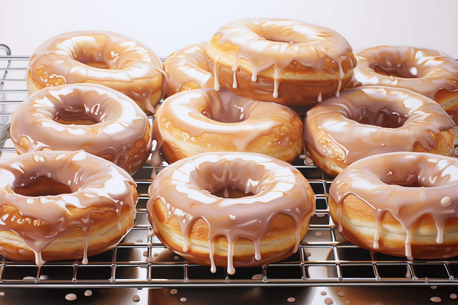 Golden Glazed Doughnuts on Cooling Rack