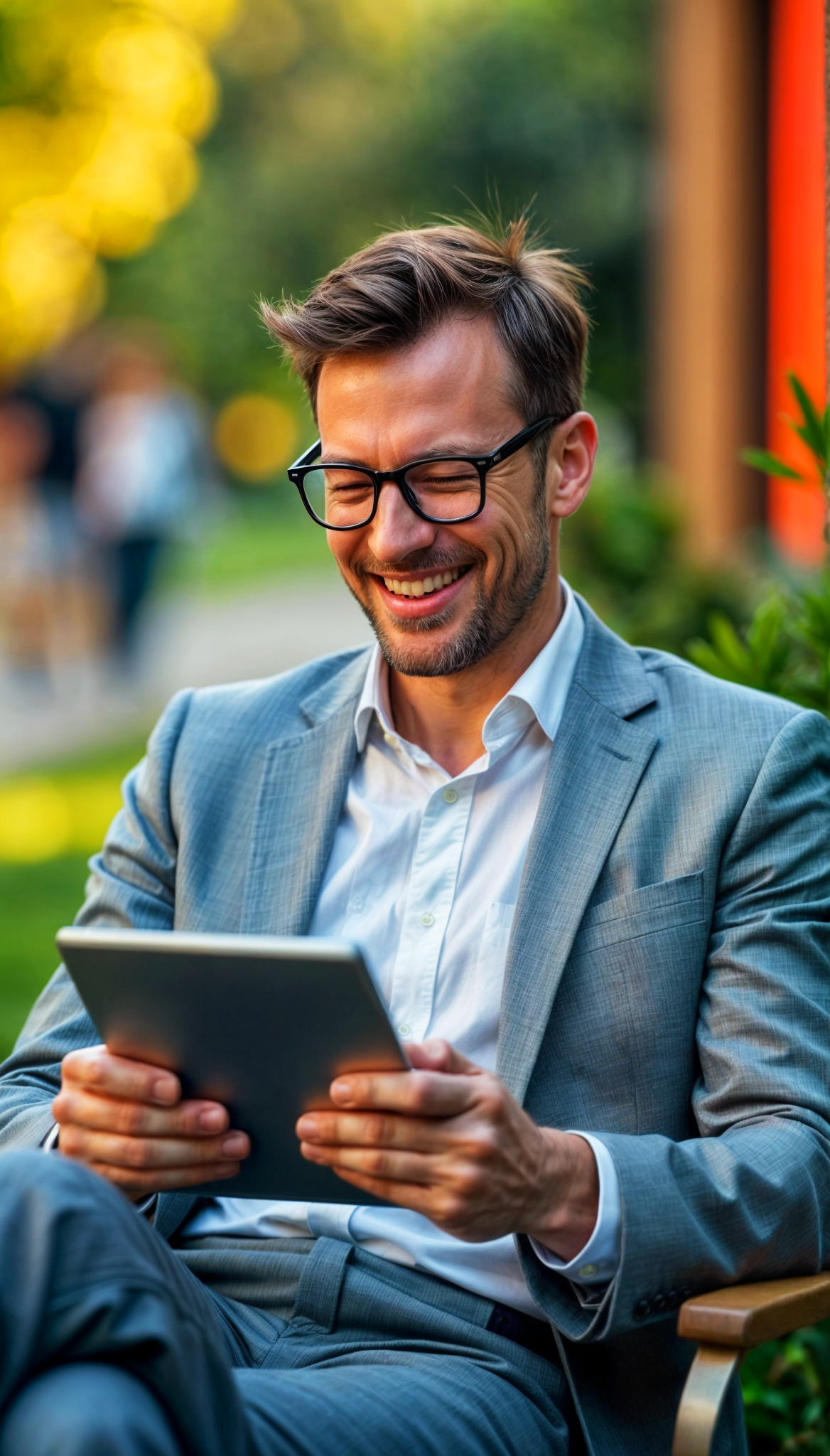 Man with Tablet in Outdoor Setting Photo on Lummi