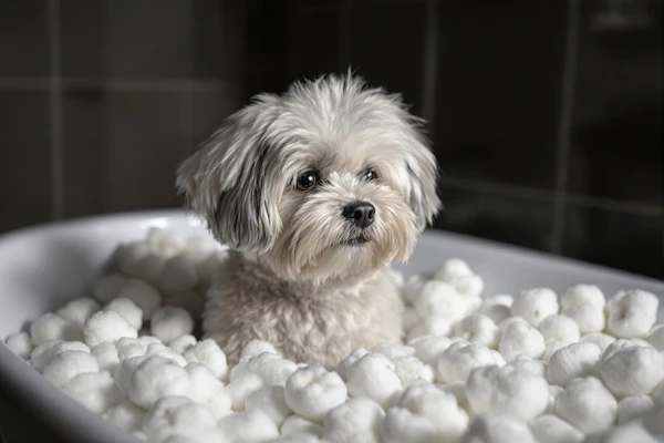 Fluffy Dog in Bathtub