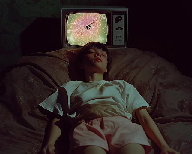 Resting Person with Vintage TV