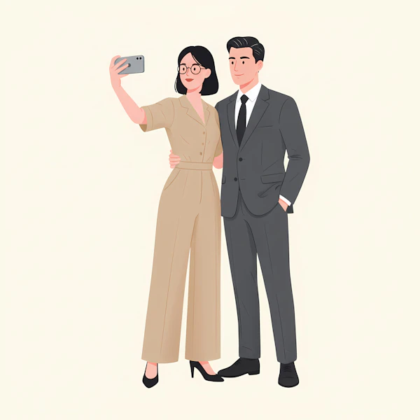 Selfie Pose Illustration