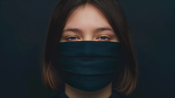 Close-up of Person with Dark Face Mask