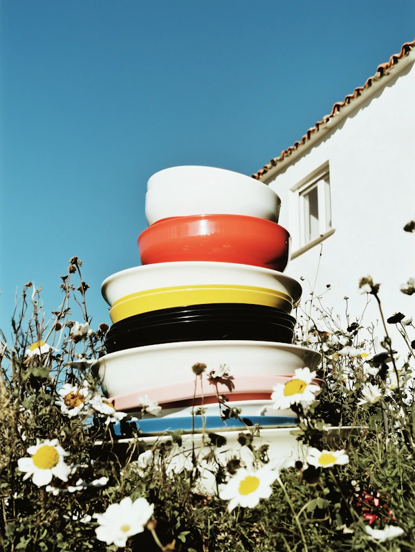 Colorful Bowls Outdoors