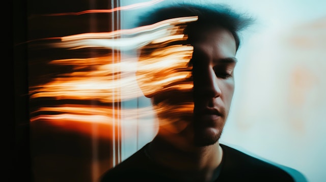 Young Man with Dynamic Light Effect