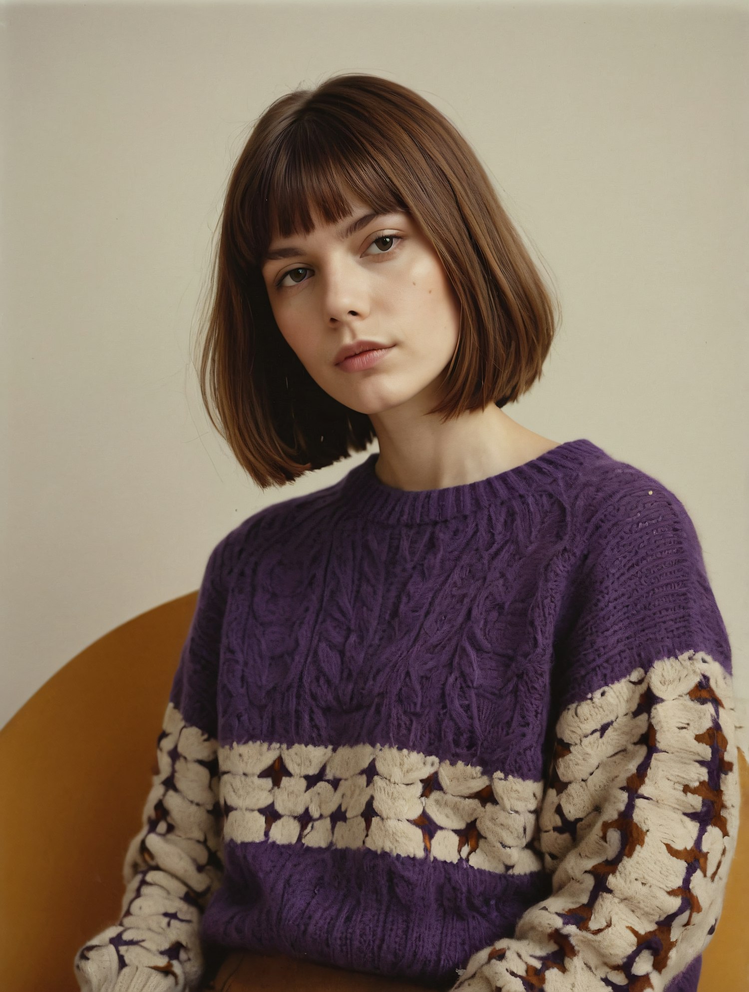 Portrait of Woman in Knitted Sweater