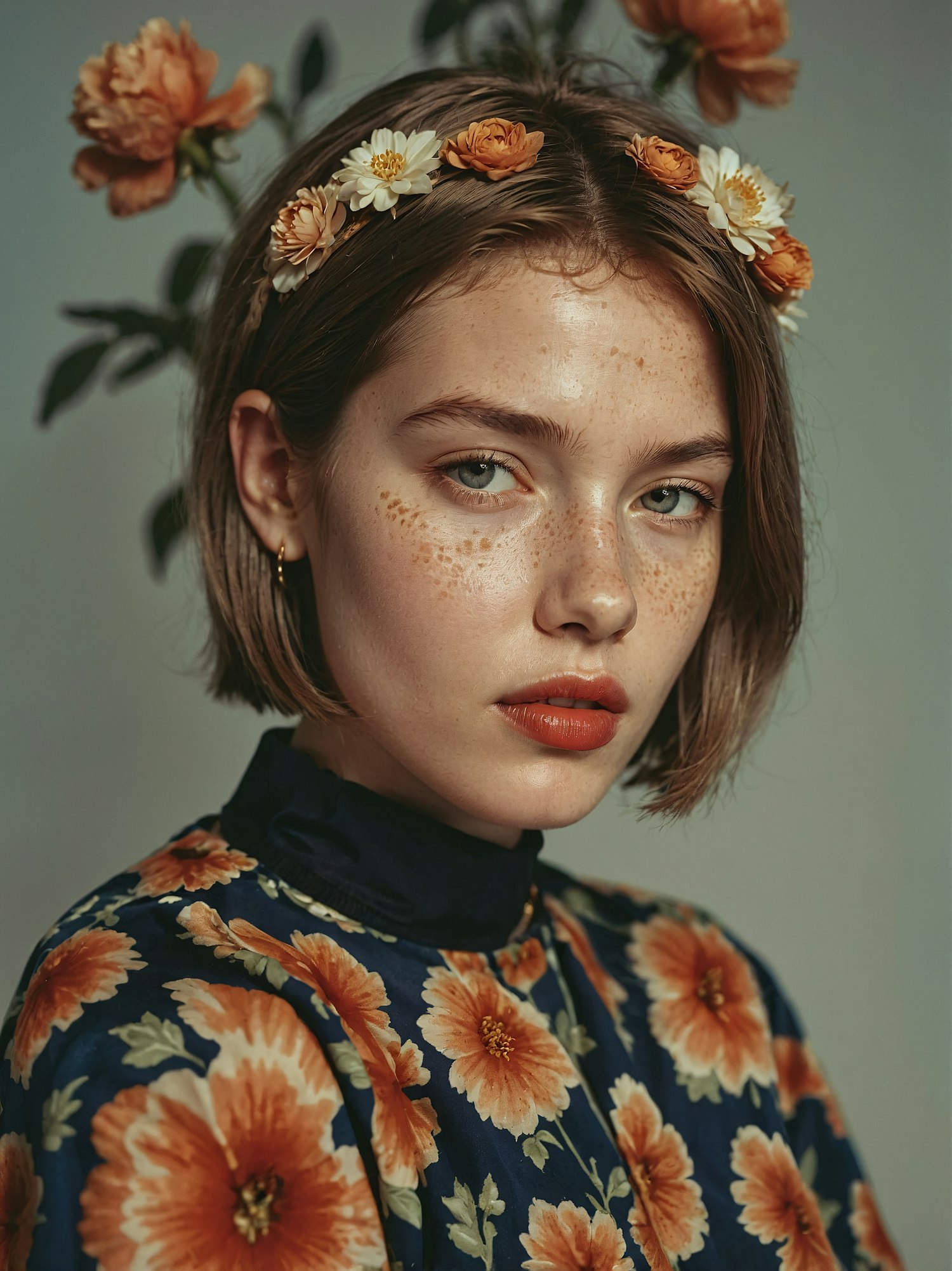 Serene Woman with Floral Headband