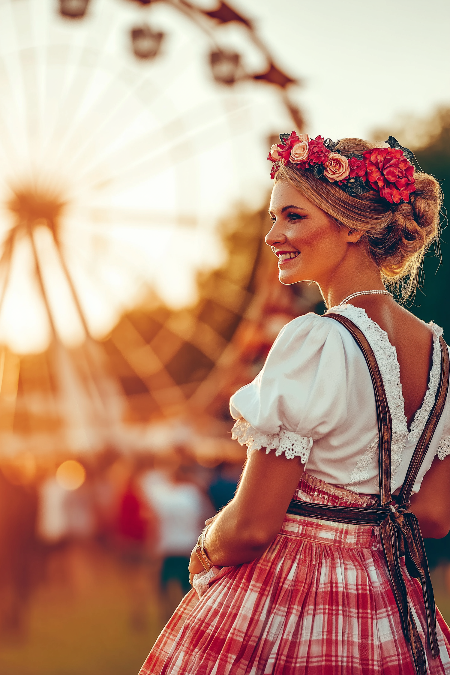 Woman in Traditional Attire at Fairground