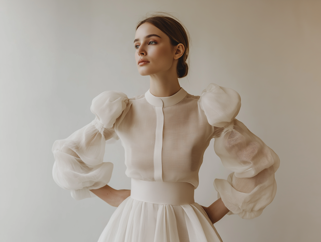 Elegant Woman in Sheer Blouse