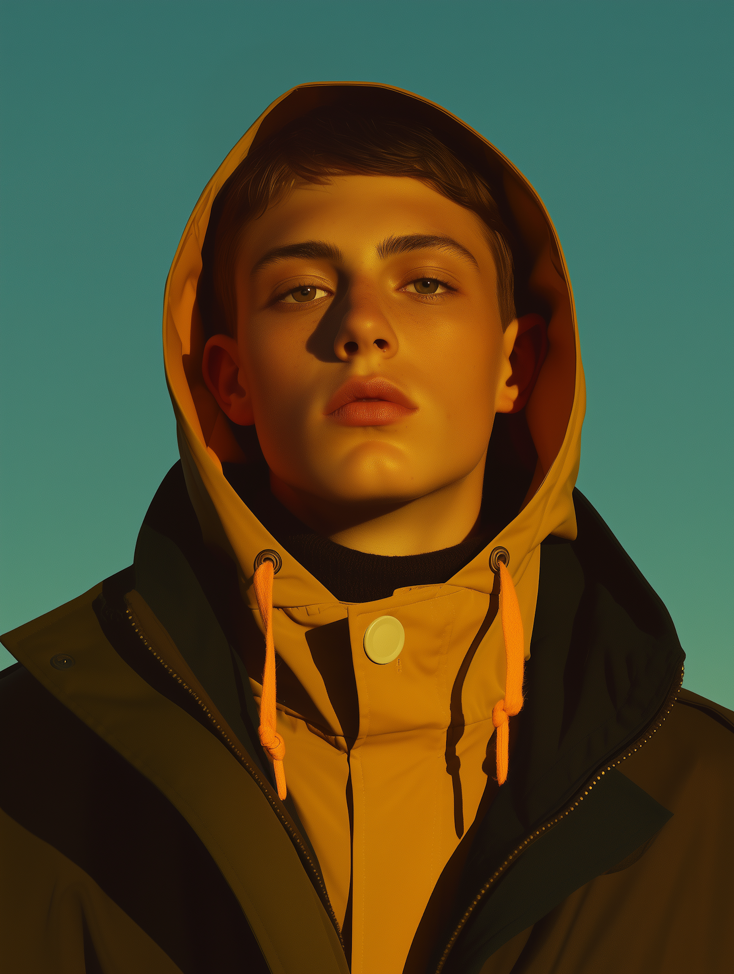 Young Person in Yellow Hooded Jacket