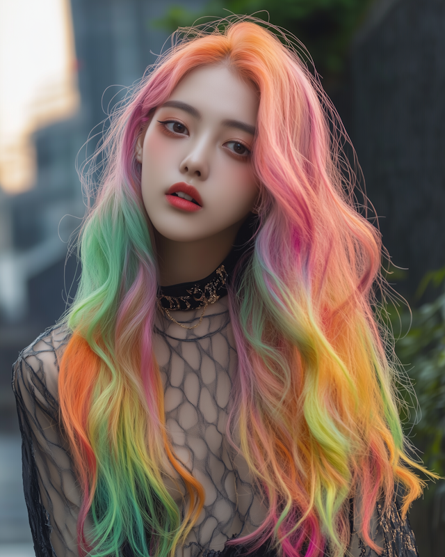 Vibrant Multicolored Hair Portrait