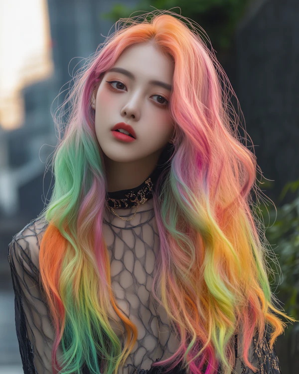 Vibrant Multicolored Hair Portrait
