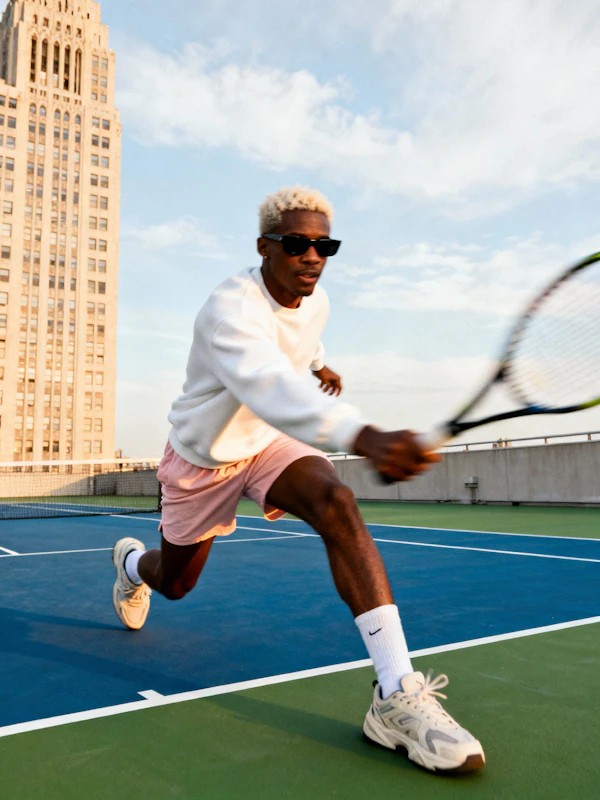 Rooftop Tennis Action