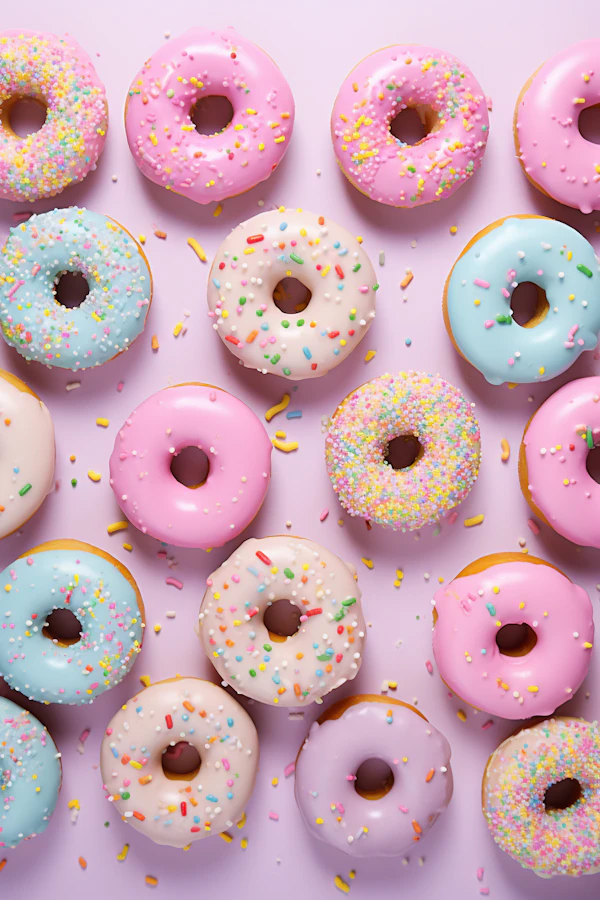 Whimsical Frosted Donut Array