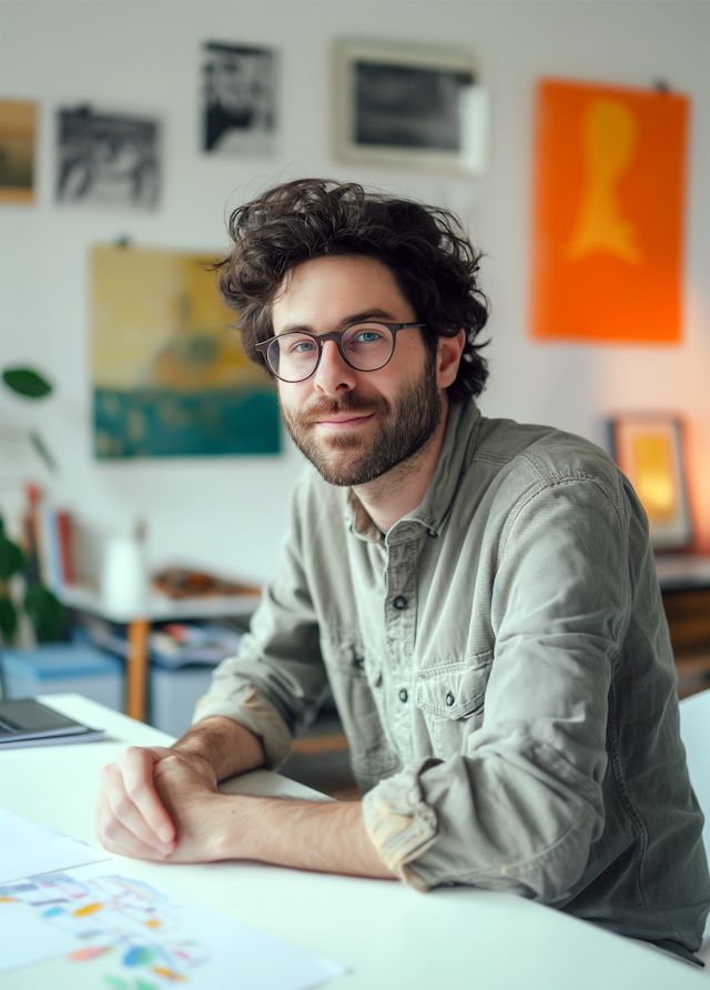 Friendly Young Man at Desk